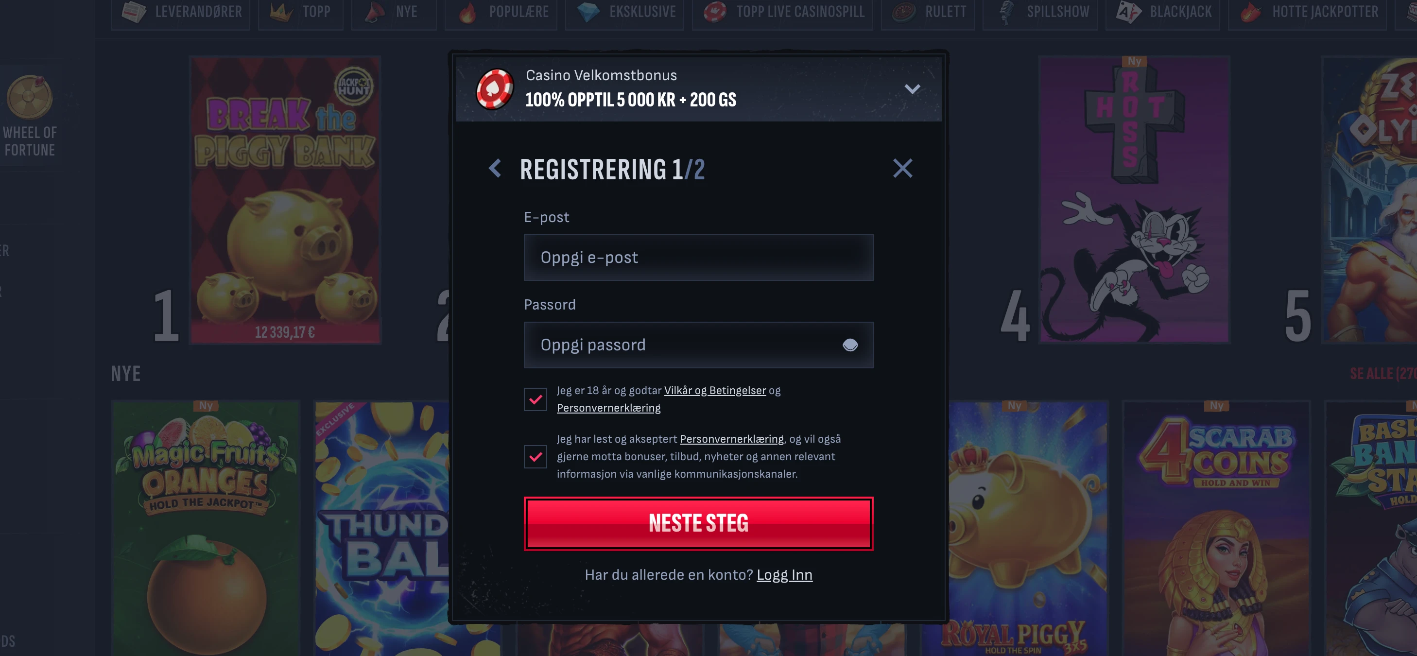 Mafia Casino registrering